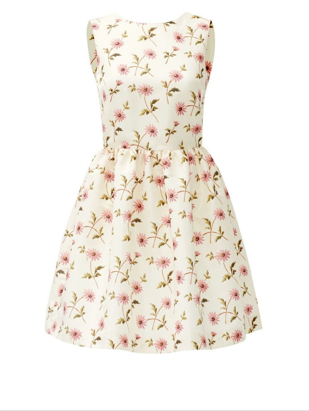 RED Valentino Cream Pink Daisy Floral Sleeveless Fit & Flare Mini Dress Size 36